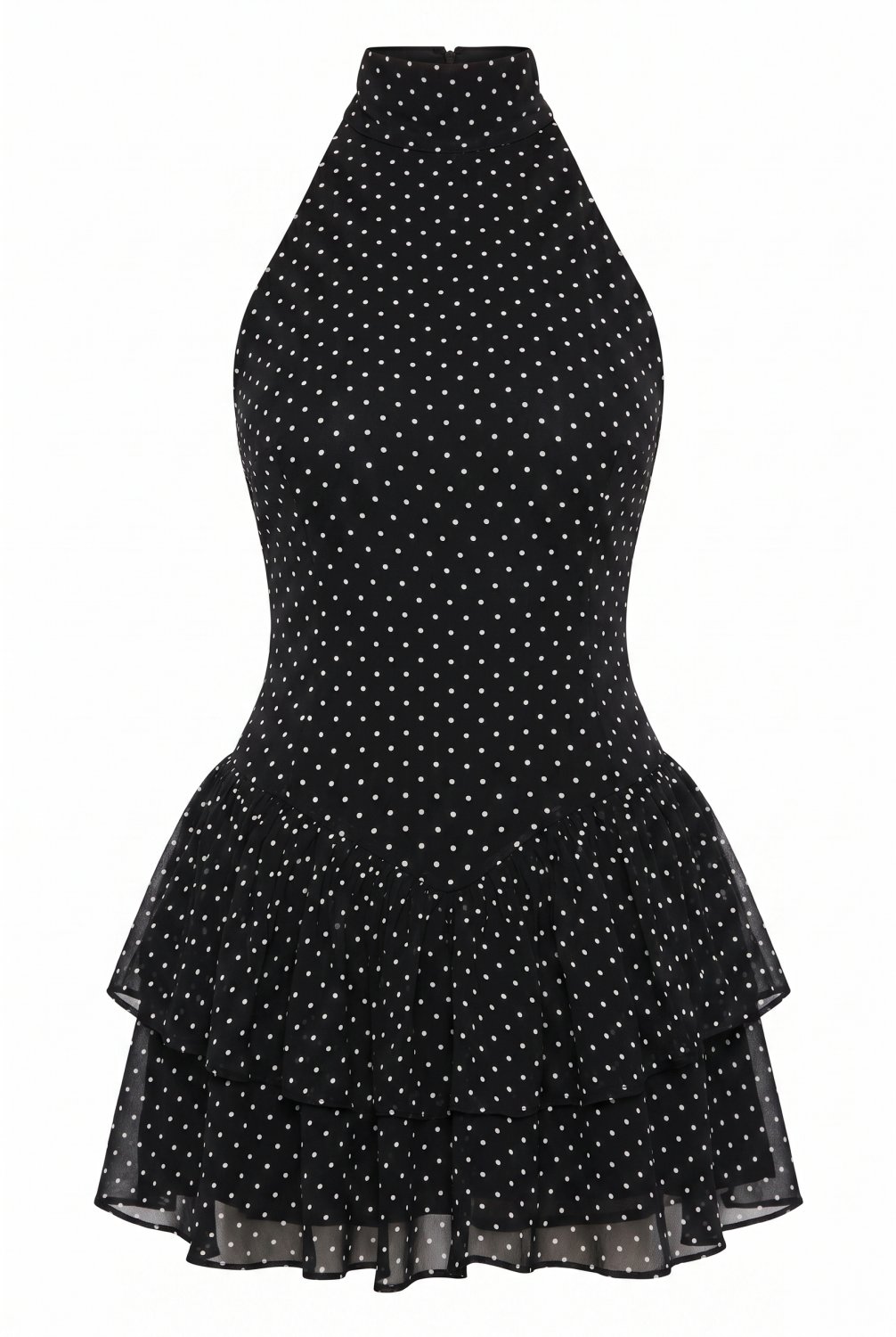 Vestido Curto Preto Sem Mangas Gola Alta Cintura Alta para Mulheres Moda Verão 2026 Festa em Clube