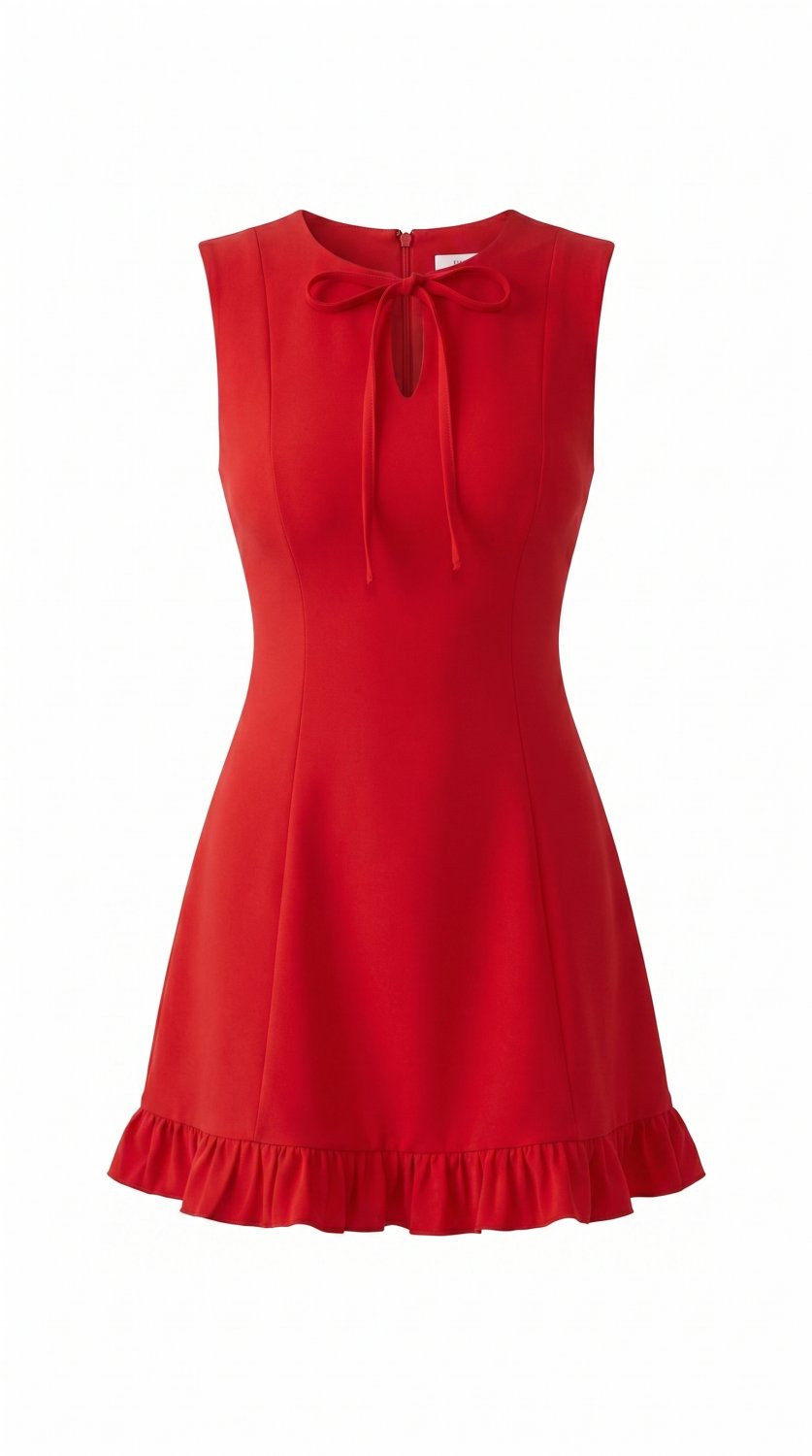 Vestido mini chique e feminino com design sem mangas, silhueta A-line favorecedora e detalhe elegant