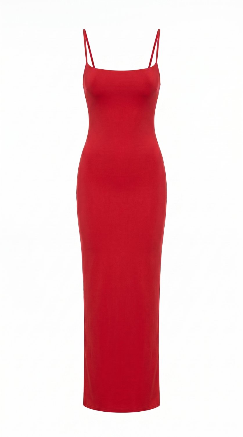 Elegancka i seksowna sukienka maxi bodycon z bezrękawowym krojem, detalem z odkrytymi plecami i przy
