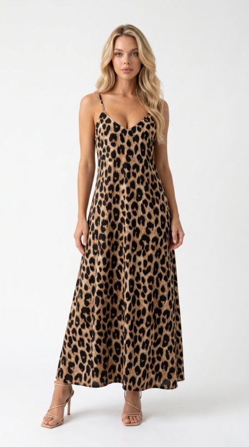 Damen Leopardenmuster Boho Sommerkleid