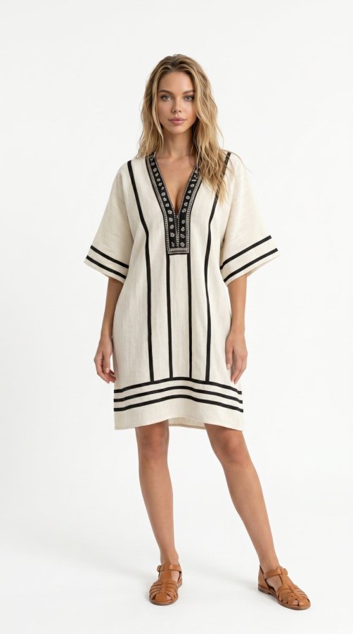 Damen Sommer V-Ausschnitt Lockeres Strandkleid