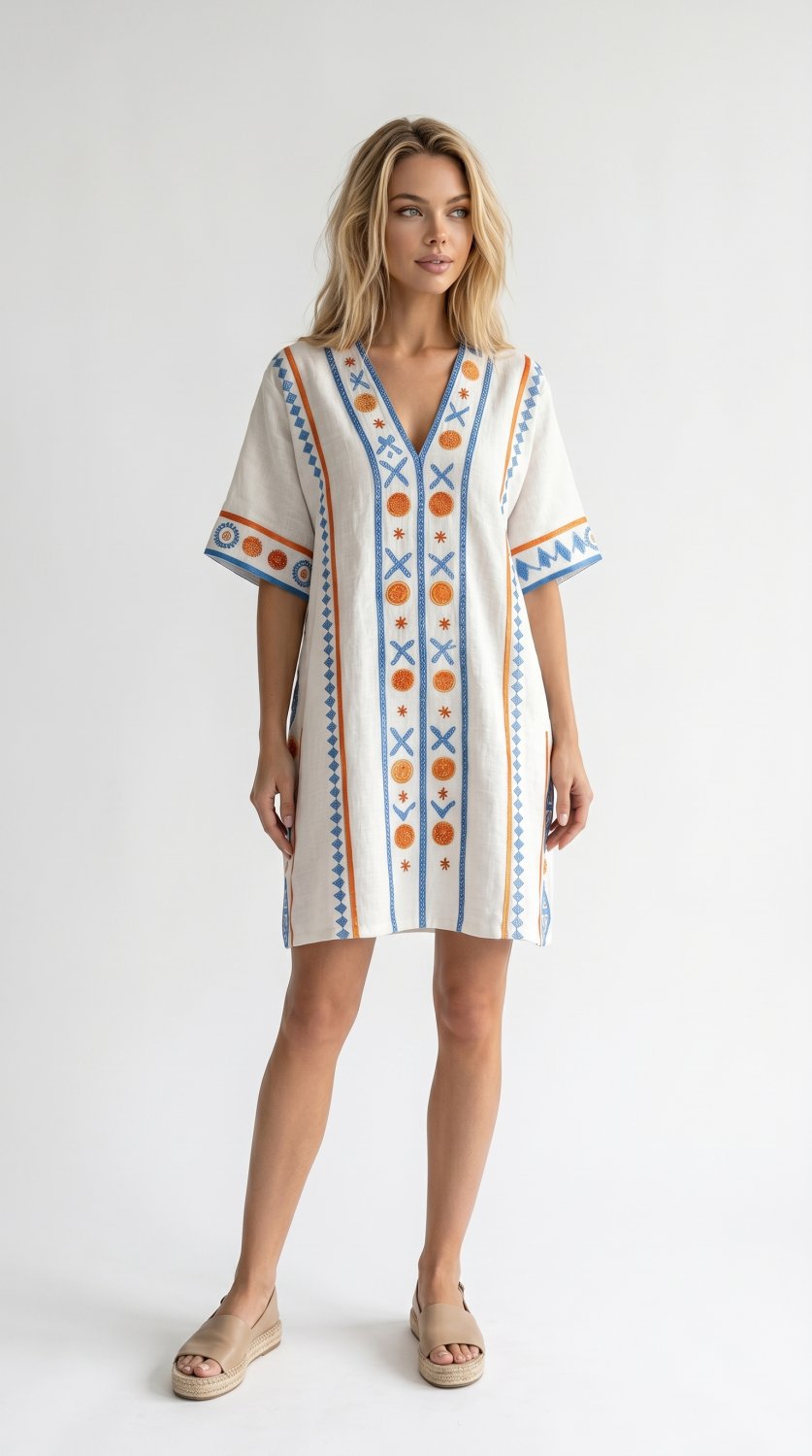 Robe de plage ample à col en V d'été pour femmes