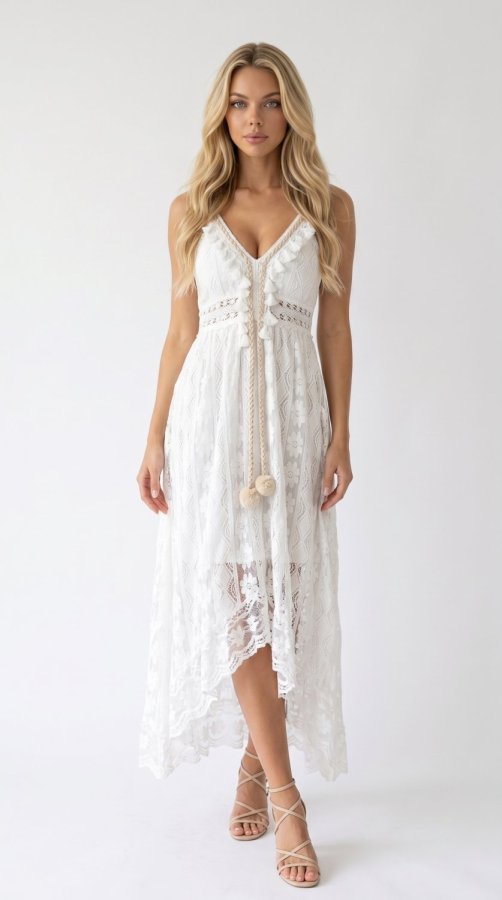 Robe Maxi Bohémienne à Volants pour Femme
