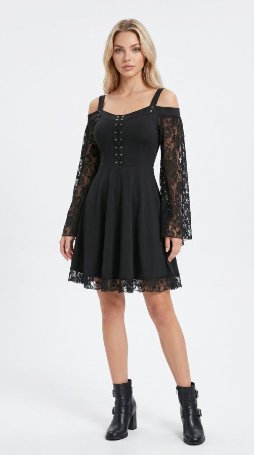 Women's Gothic One-Shoulder A-Line Dress